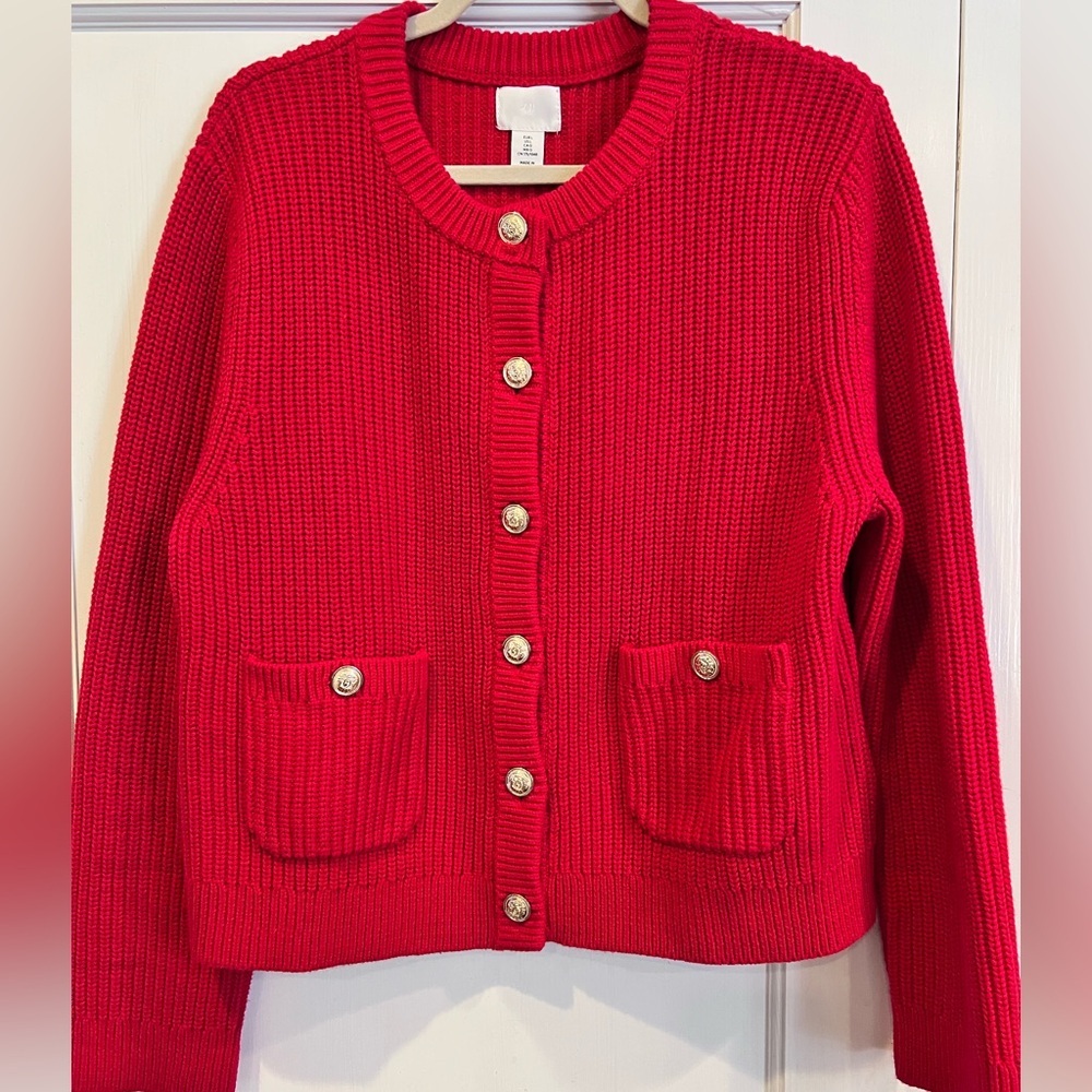 H&M red button cardigan - size Large